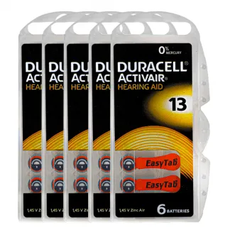 Duracell Size-13 Hearing Aid Battery – 5 Strips Total 30 Batteries