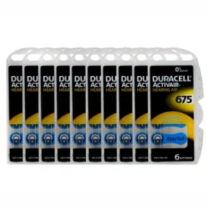 Duracell Size-675 Hearing Aid Battery – 10 Strips Total 60 Batteries